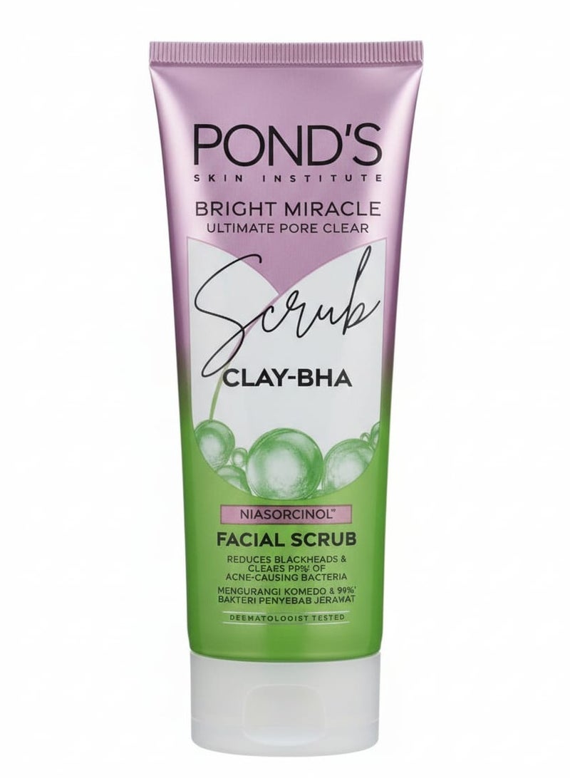 مقشر للوجه برايت ميراكل يقلل من الرؤوس السوداء ويزيل99% من البكتيرياء  المسببة لحب الشباب .100جم